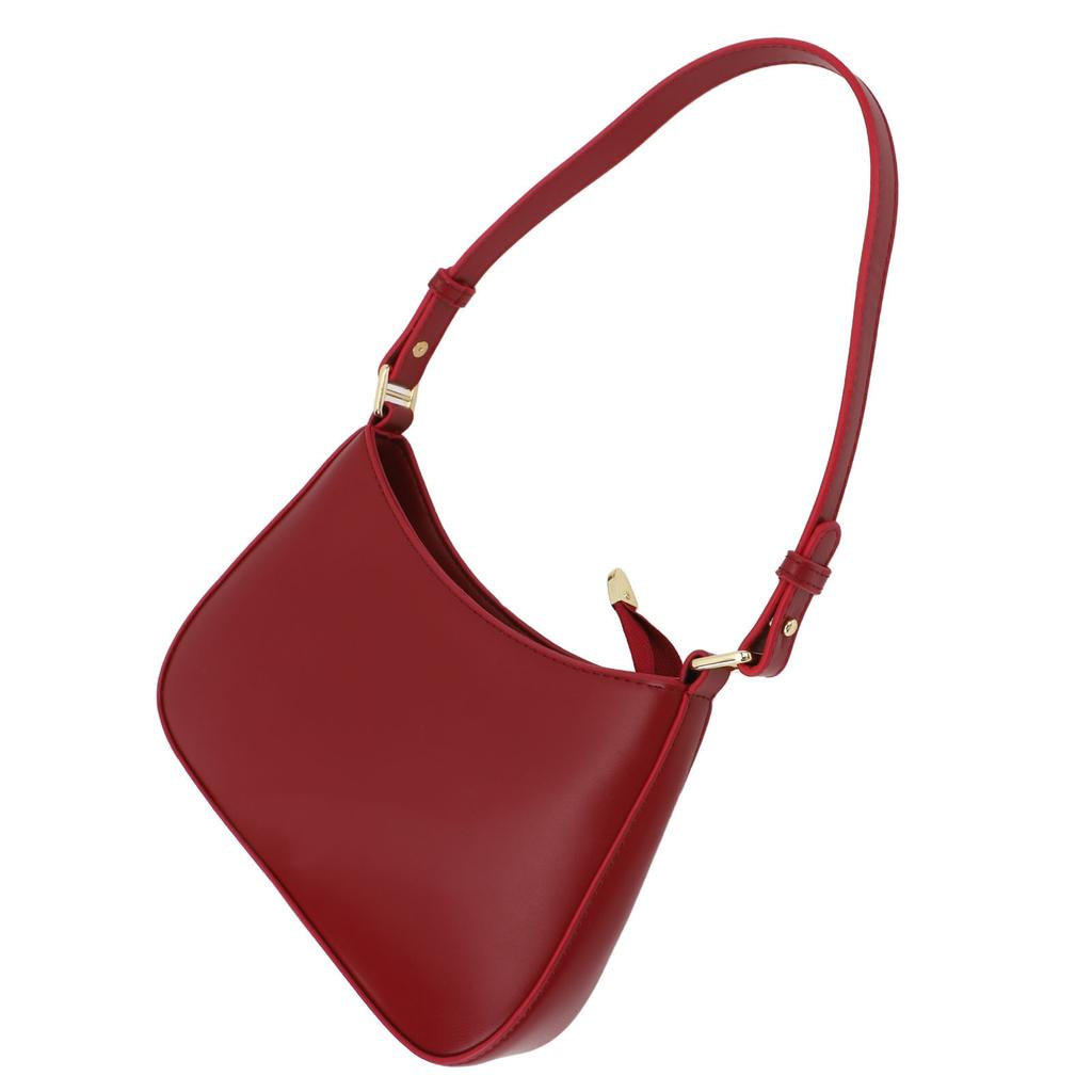 Women Shoulder Bag Retro Underarm Purse Small Handbag Lady PU Leather Vintage Bag with Adjustable Strap Red