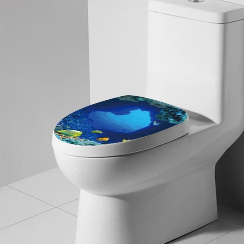 1pc Sea World Toilet Seat Sticker - Self Adhesive Bathroom Decor Home Decor Sticker 2026 Christmas
