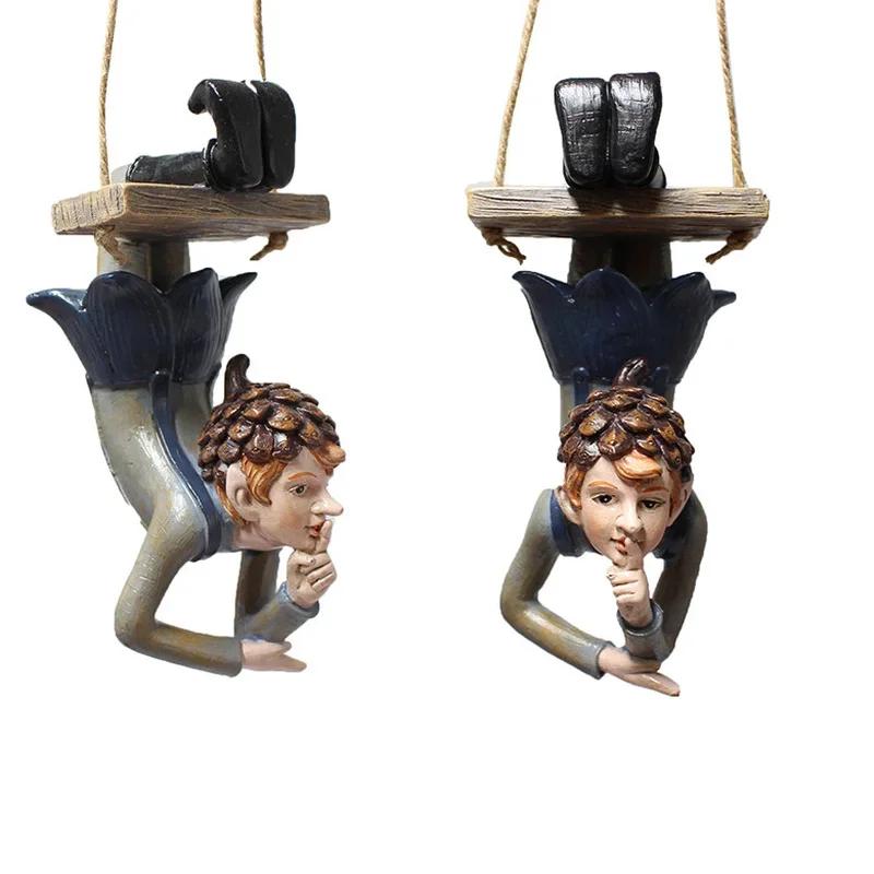 Fashion Creative Garden Hanging Elf Ornaments Home Decor Figurine for Patio Fence Yard Tree Holiday Accessories Creative Gifts