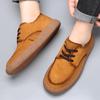 2024 Brand New Men's Cow Suede Leather Casual Shoes Round Toe Lace-up Soft Sole Loafers Breathable Daily Commute Driving Shoes