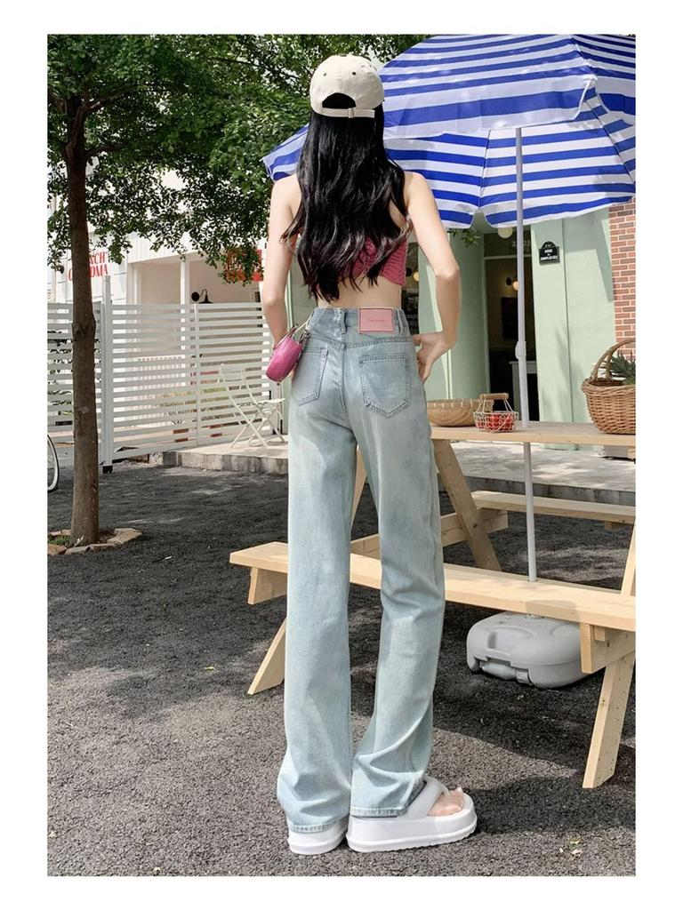 Women's High-Waist Wide-Leg Jeans - Spring/Autumn 2024 Slim Fit Casual Pants