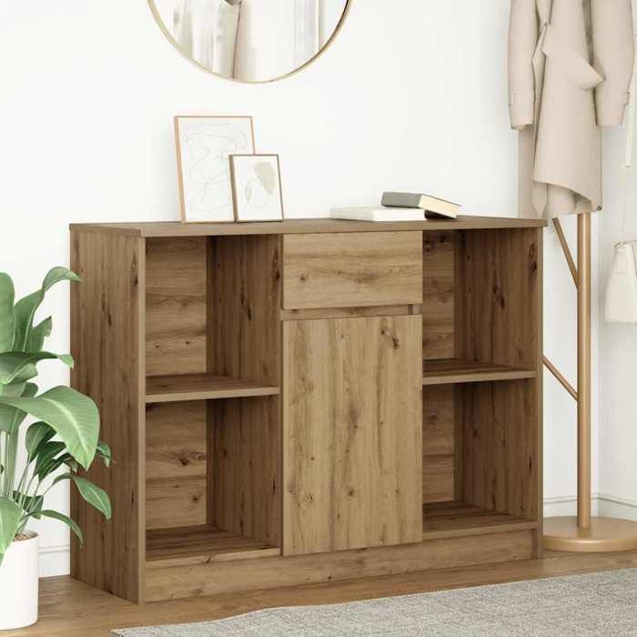 VidaXL Buffet avec tiroir chêne artisanal 101x35x76 cm bois ingénierie, meuble de rangement, buffet, meuble d'entrée, meuble 861570