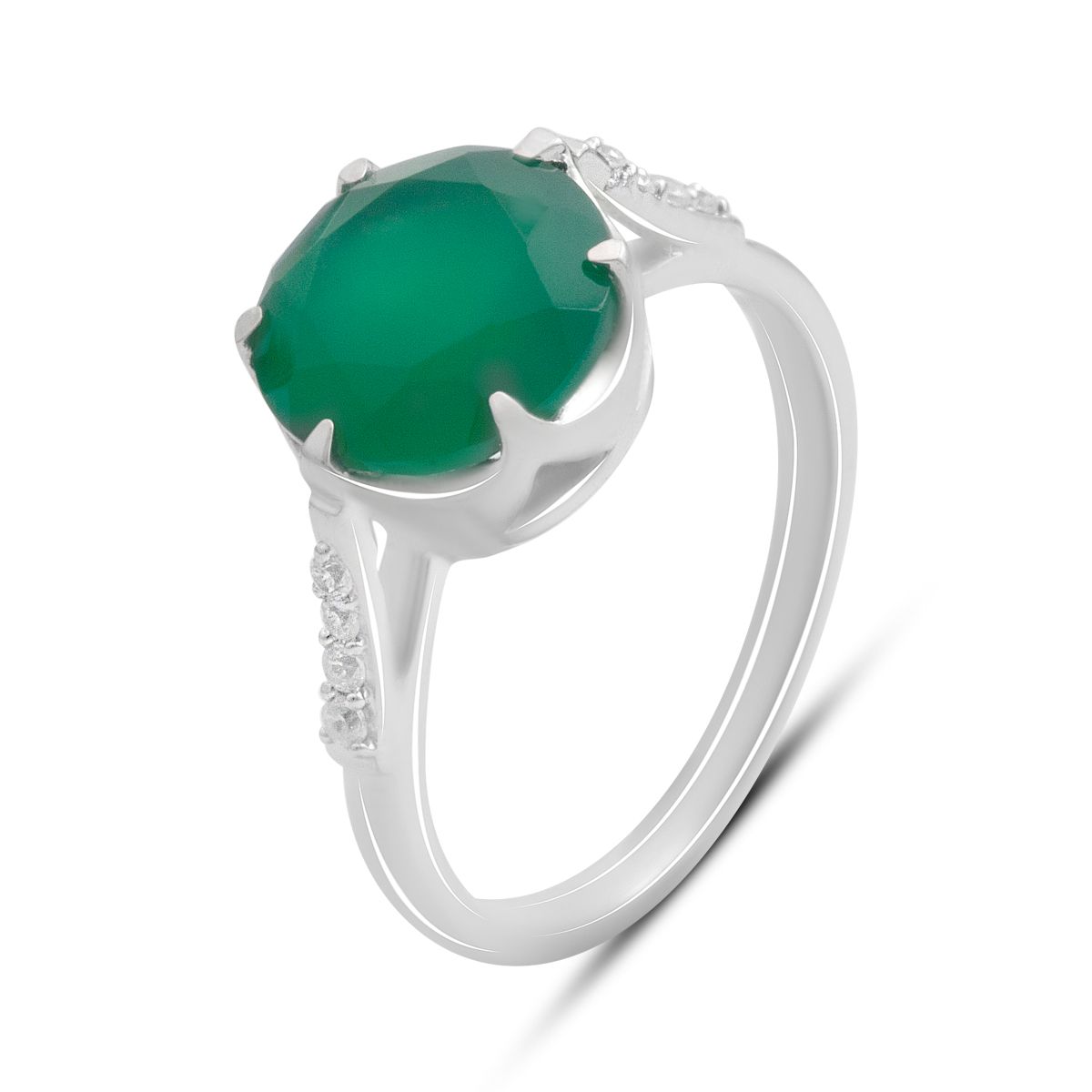 

Silver ring with natural agate 3.664ct, item weight 3.55 g (2189732) 18 смарагдовий