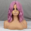MISS WIG Fioletowa Falowana Syntetyczna Peruka z Włókna Odpornego na Ciepło dla Kobiet z Grzywką Czarno-Różowo-Brązowa Peruka Cosplay do Noszenia na Co Dzień