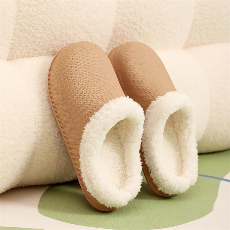 Fashion Crestar Winter Plush Slipper For Women Indoor Waterproof Keep Warm Fur Cotton Slippers Couple Soft Casual House Flat Slippers