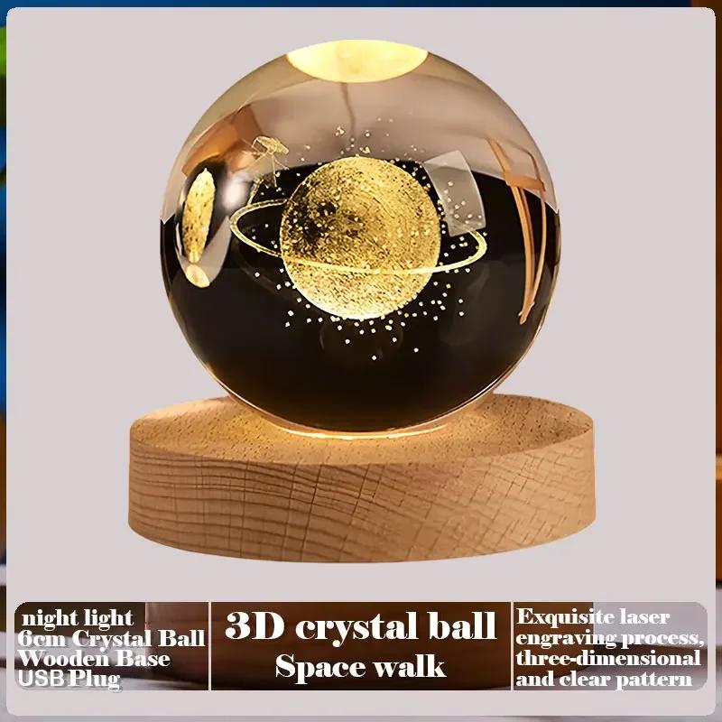 Dárek na Valentýna 2025 3D Růže Křišťálová koule Laserové gravírování Domácí ozdoba Řemesla Stolní dekorace Narozeninový Dárek ke Dni matek