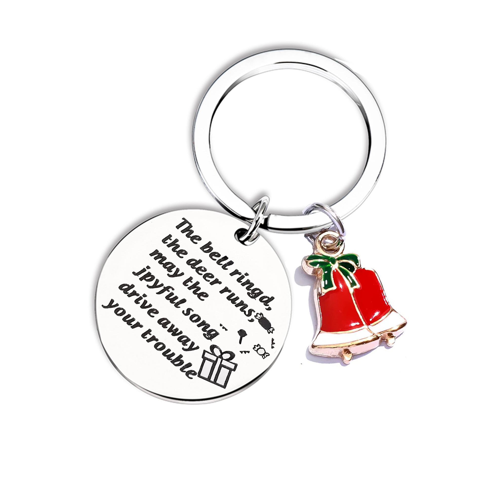 

Christmas Gift Stainless Steel Key Pendant Exquisite Hanging Ornament Stainless Steel Keychain for Mothers Day and Fathers Day Backpack Bag Pendant 3*3CM