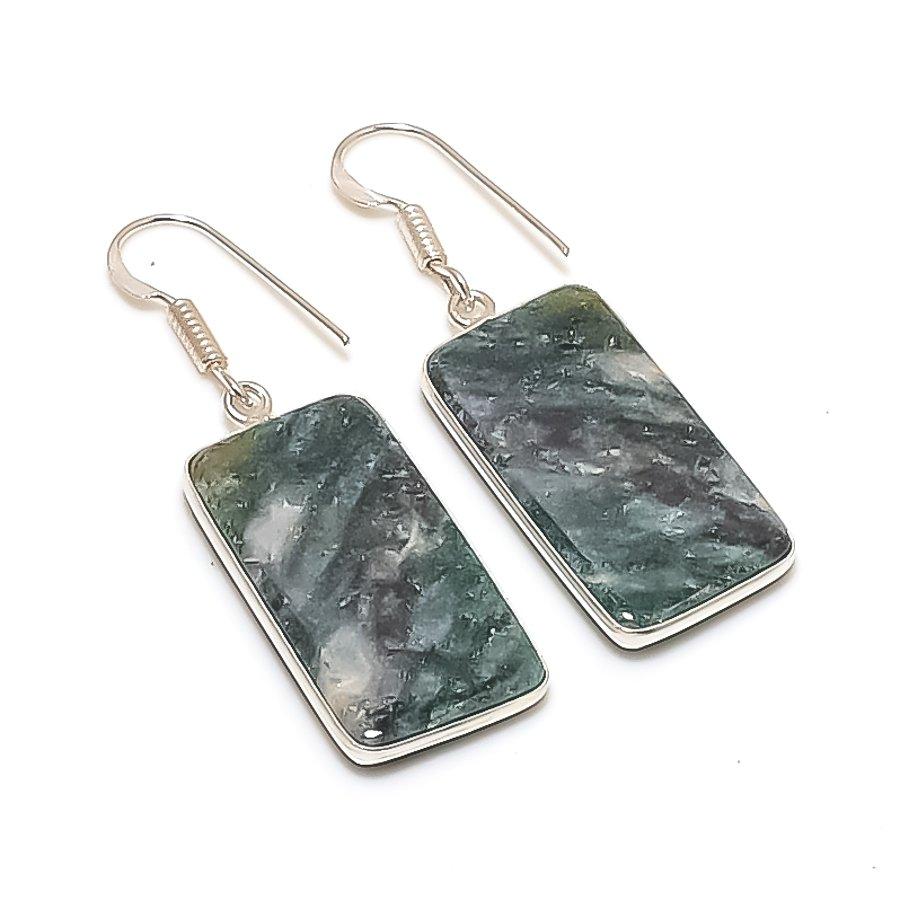 Natural Green Aventurine Gemstone 925 Sterling Silver Jewelry Earring 1.85 AE-12097