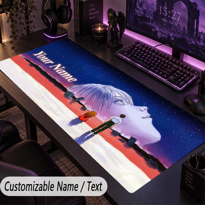 Custom Text Big Mousepad, Extended Desk Pad For Laptop Work GameNeon Genesis Evangelion