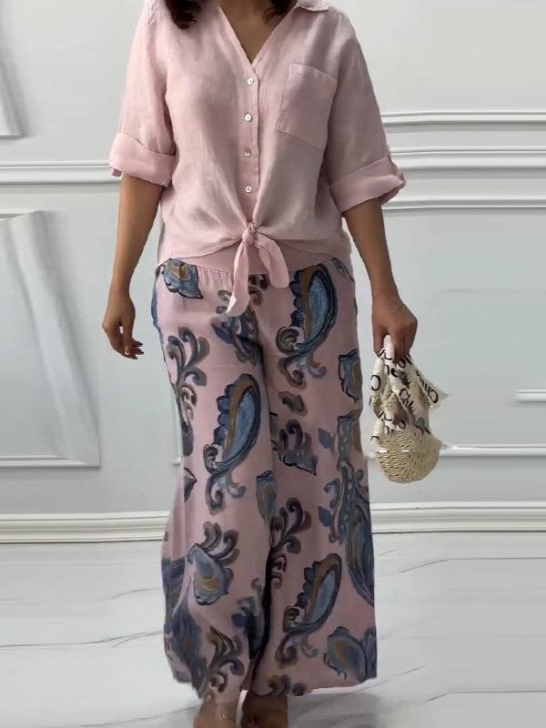 2025 Lato Plus Size Bawełniano-Lniany Kardigan i Luźne Spodnie z Wysokim Stanem Zestaw