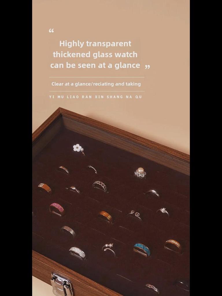 Walnut Wood Jewelry Storage Box with Lid for Bracelets, Necklaces, Rings, and Earrings