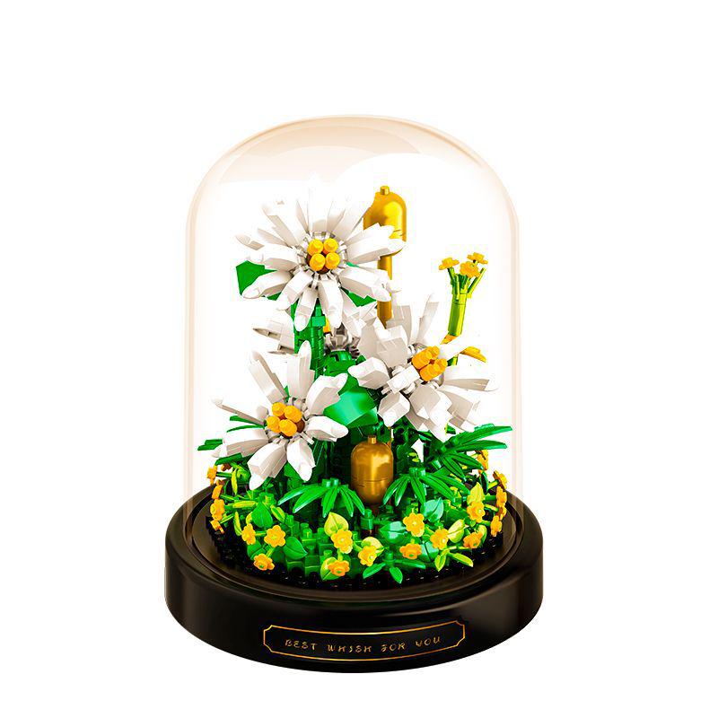 Belledi Eternal Flower Building Blocks: Handmade Educational Toy Bouquet for Valentine's Day Gift