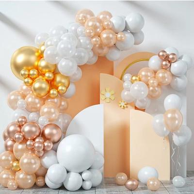 Metal Gold Balloon Chain Set, Wind Wedding Party Birthday Arch Latex Balloon Romantic Balloon Set