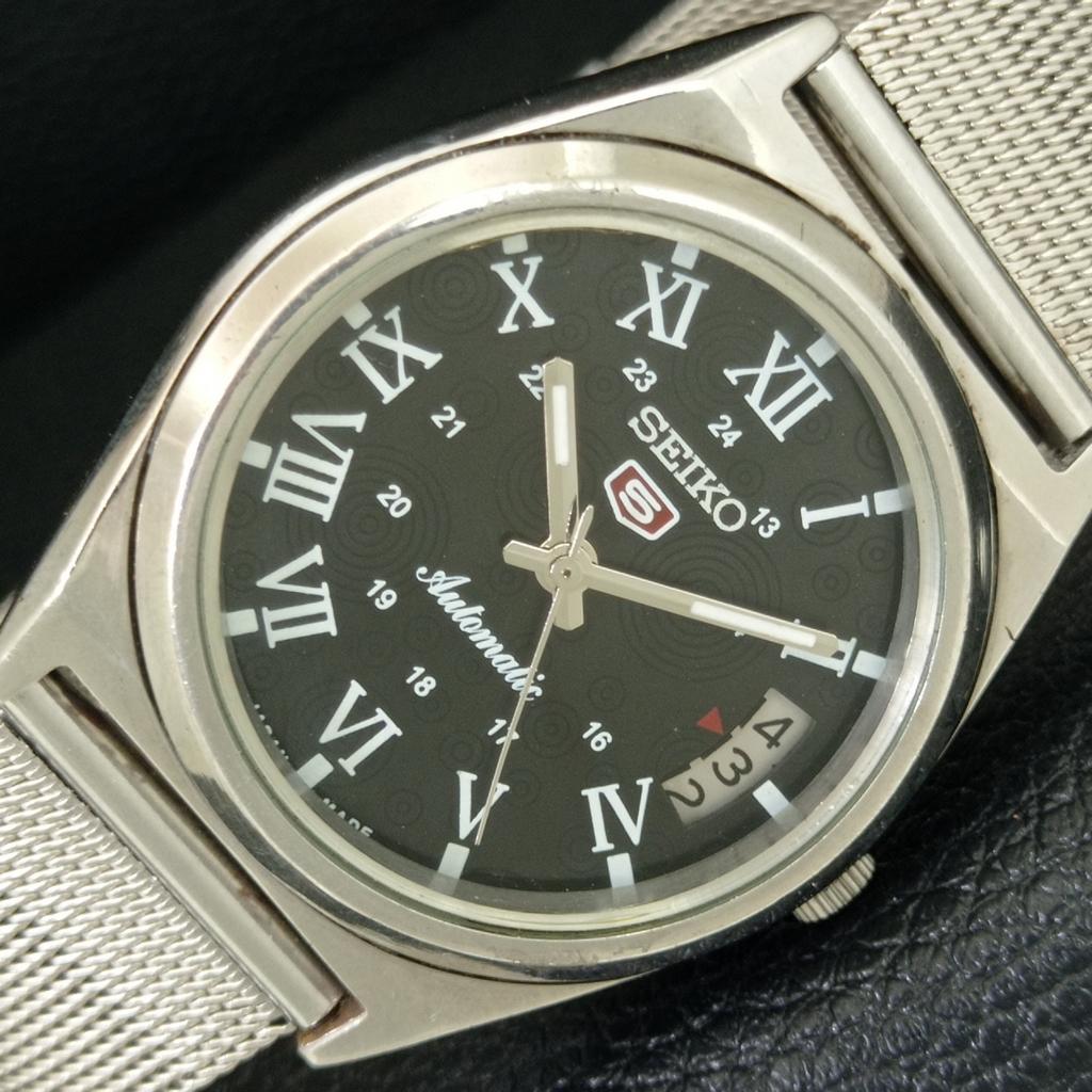 VINTAGE SEIKO 5 AUTOMATIC 7005A JAPAN MENS BLACK COLOR DIAL WATCH A708505-1