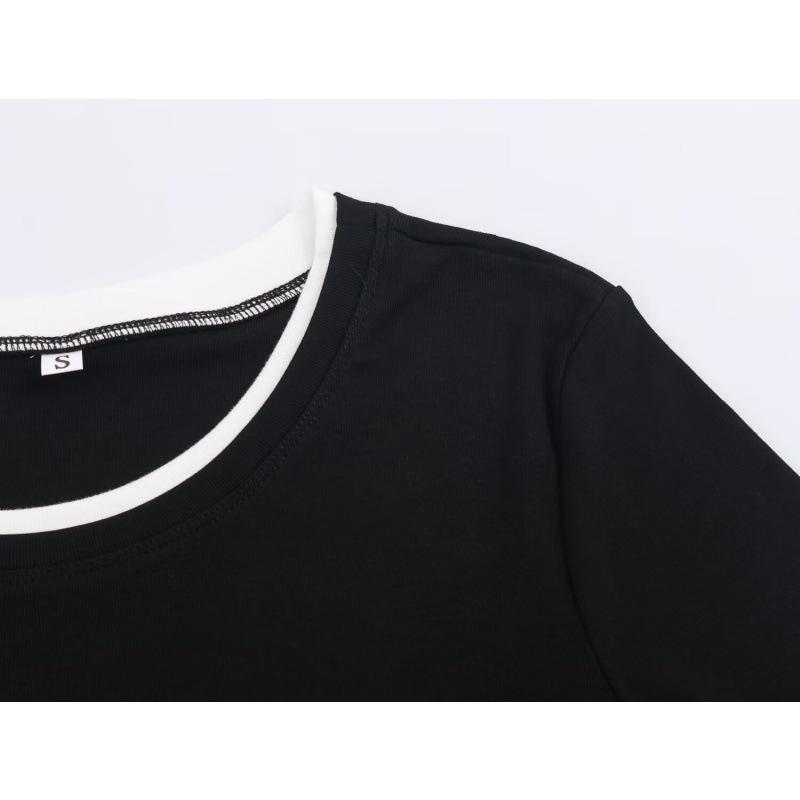 European & American Style Double-Layer Color Block Long-Sleeve T-shirt - Autumn/Winter 2025