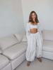 Beige Sleeveless Crop Top and Khaki Wide Leg Pants 2 Piece Set