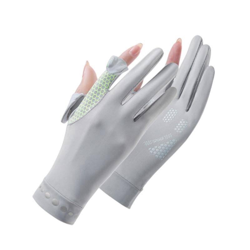 Sunscreen gloves women's summer thin non-slip breathable anti-ultraviolet outdoor cycling fishing ice silk flip gloves