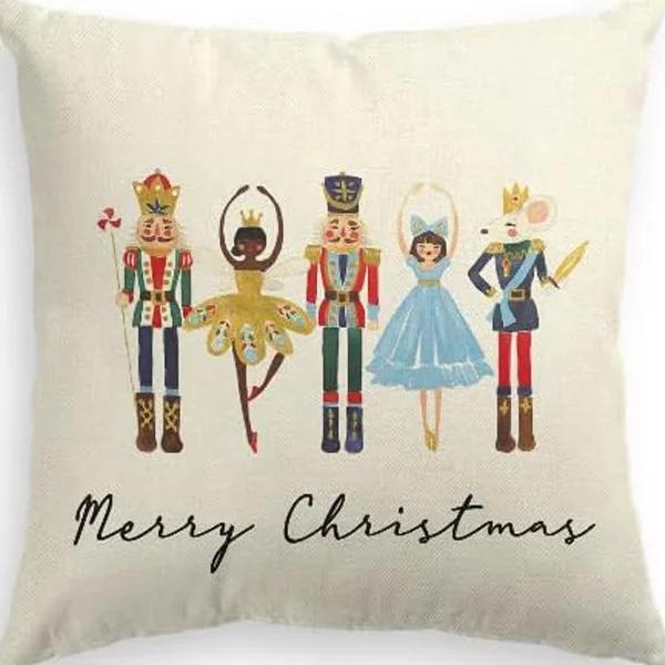 Merry Christmas Decor Cushion Cover x cm Pillow CaseCartoon Reindeer Santa Claus Printed Throw Pillowcase Linen Pillow Cover