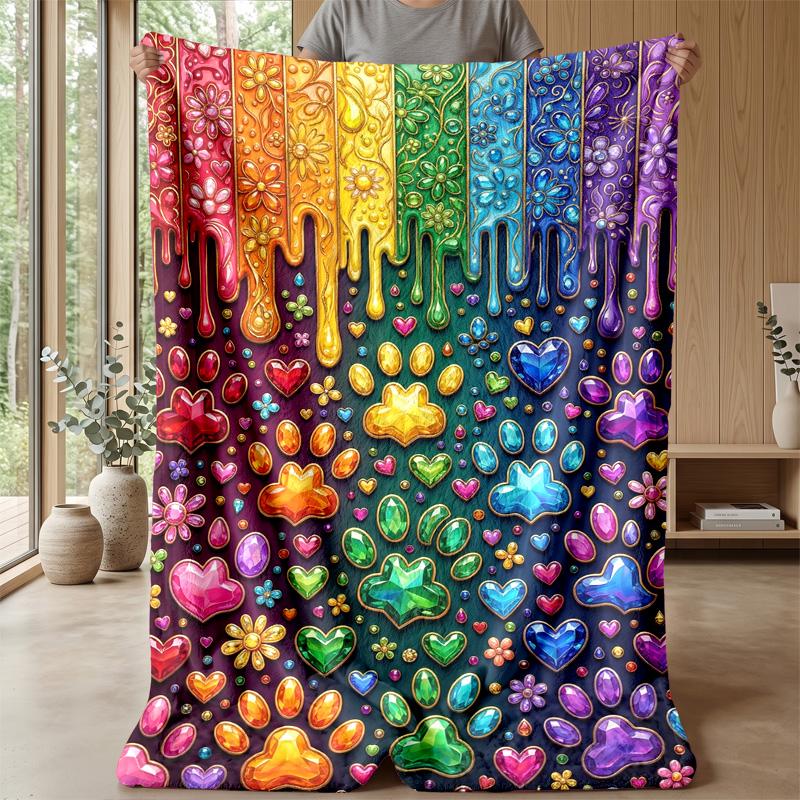 Rainbow Paw Prints 2 Theme blanket Lightweight Warm Flannel Blanket Decorative Throw Blanket for Home Decoration