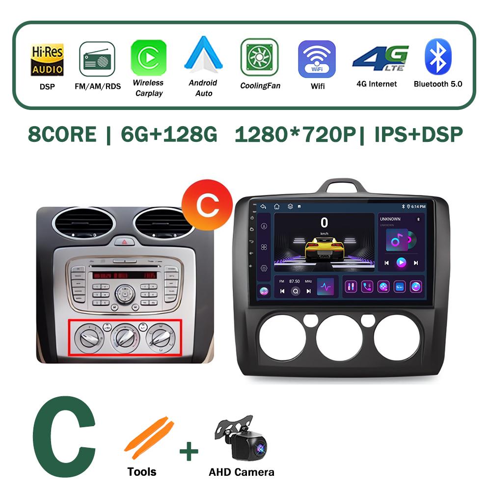 XSW3 9 Inch Wireless CarPlay Android Auto Radio for Ford Focus 2 Mk2 2004 - 2011 Car Multimedia Video Stereo Player GPS WIFI