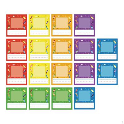 18x Kids Photo Nameplates for Desk, Desk Name Tags, Colorful, Writable Self Sticky Labels Stickers