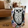 1pc, Laundry Basket, Vintage Owl And Floral Print Dirty Clothes Basket, Bohemian Style Carved Owl And Wildflower Butterfly Print, Portable And Sturdy 