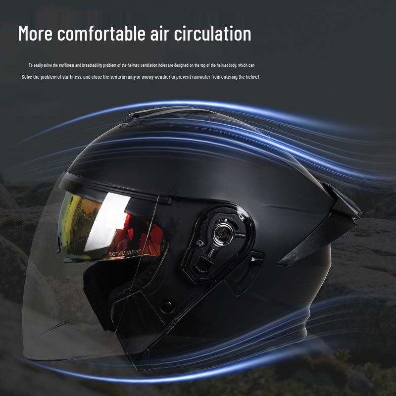 3C Certified Motorcycle Helmet: Double Lens, Convertible Half & Full Design for All Seasons, Unisex Model