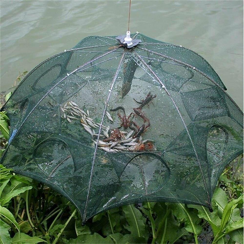 Foldable Fishing Net Green 4/6/8/12/16 Holes Fish Net Durable Crab Fish Net  Outdoor