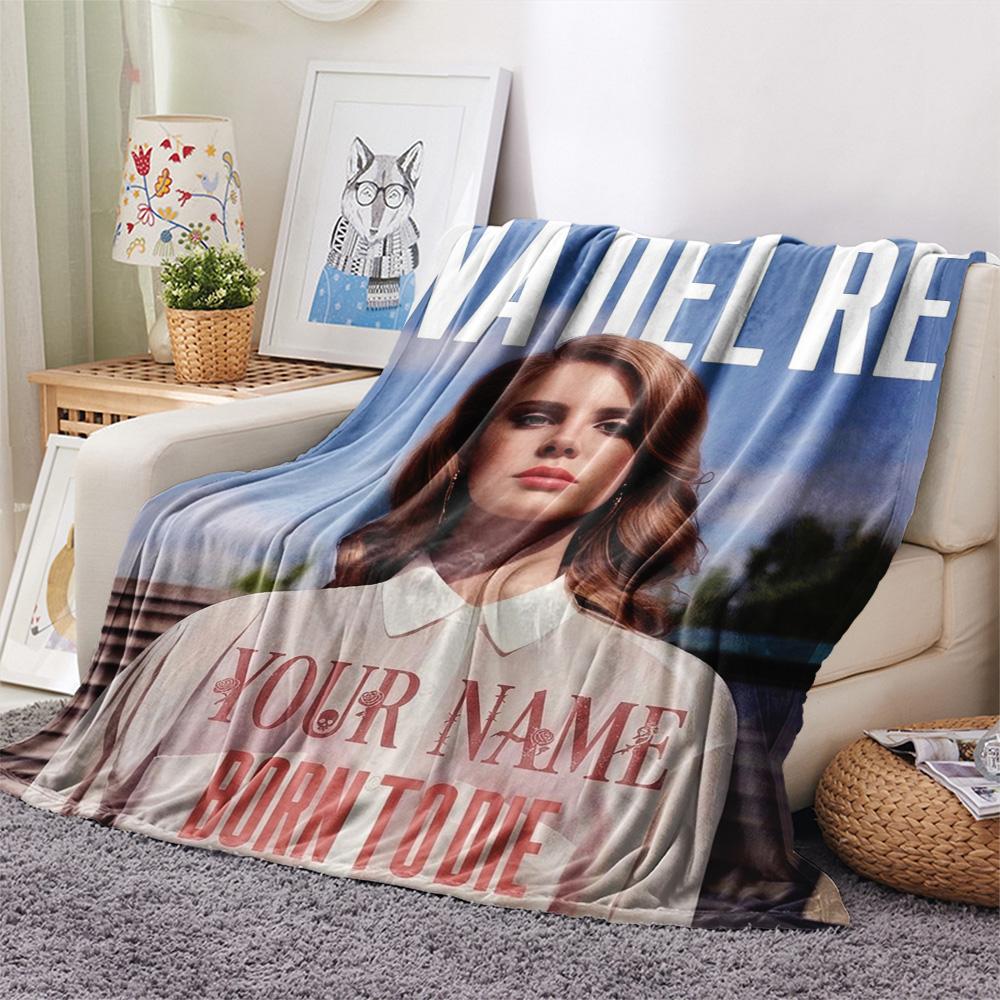 1PC Lana Del Rey Fan Art Custom Name Patterned Flannel Blanket Suitable For All Seasons For Home Decor Warmth And Comfort Gifts Holiday Present