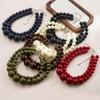 Retro Double Layer Resin Beaded Necklace - Exaggerated Layered Handmade Collarbone Chain