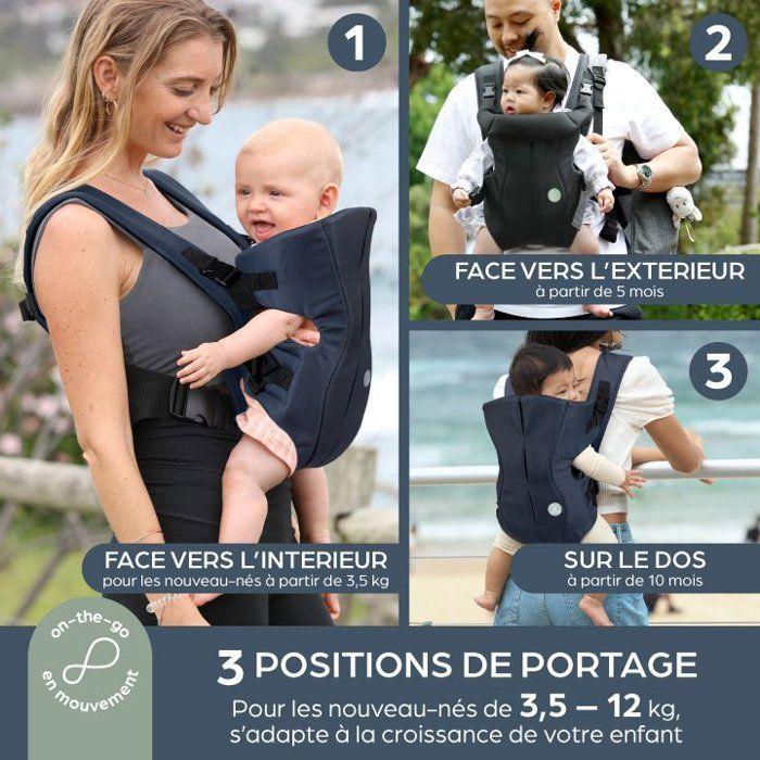Porte-bébé On-The-Move 3-en-1 - DREAMBABY - Léger, respirant - Face a l'intérieur/extérieur et dos - Marine - 3.5-12kg