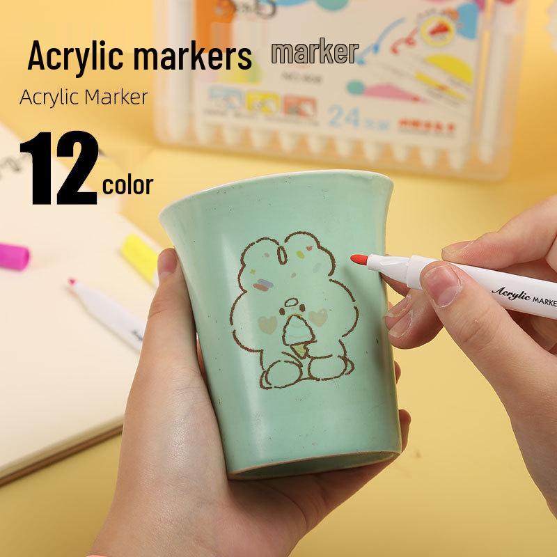 Acrylic Marker Pens with Glass Nib - 12/24/36/48 Colors, Water-Based for Creative DIY Graffiti Painting
