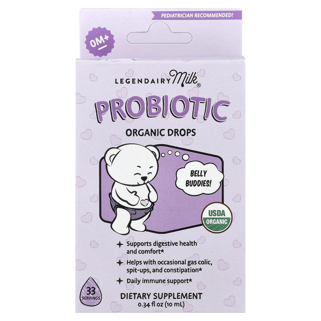 Legendairy Milk Probiotic Organic Drops, 0+ Months, 10ml (0.34 Fl Oz)