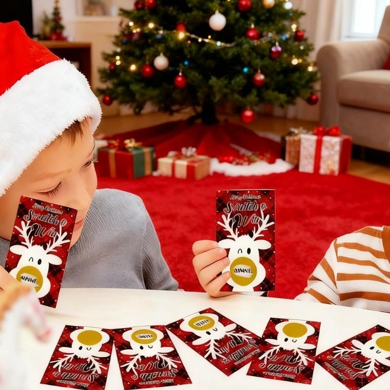 36Pcs Reusable Christmas Party Scratch Off Cards Handmade Gift Coupon Tickets for Birthday Wedding Christmas Celebration