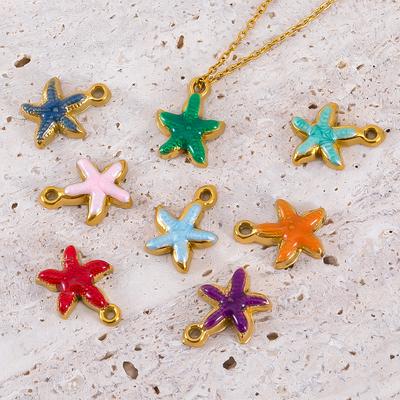 5 Stück Modische Edelstahl Emaille Goldene Seestern Anhänger Anhänger DIY Halskette Armband Charm für Schmuckzubehör Komponenten