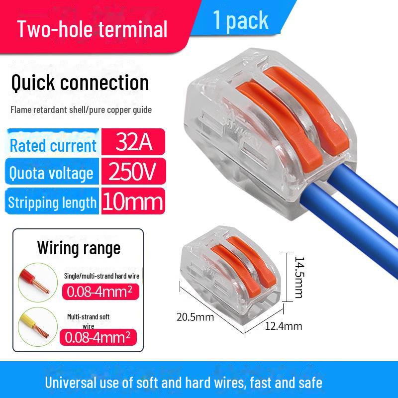 Terminal de conectare rapidă PCT SPL-12345: Conector electric multifuncțional cu 2 poziții pentru cabluri de calibru 4, 2 intrări, 2 ieșiri