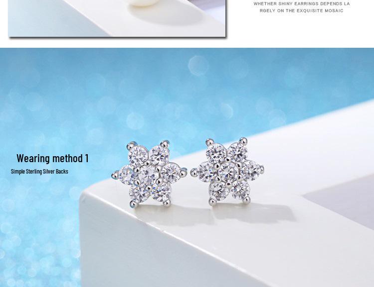 Zhao Liying Guochao Silver Plated Snowflake Earrings - Two Styles In One