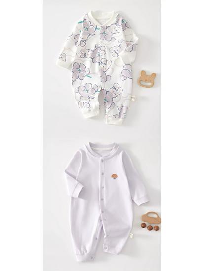 Pure Cotton Newborn Long Sleeve Bodysuit - Spring/Autumn Base Layer Pajamas