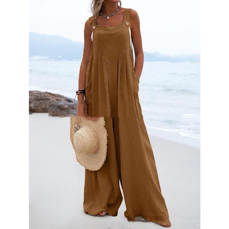 Women s Fashionable Casual Summer/ Spring Solid-color Printed Sleeveless Fitted Loose-fitting Pants S