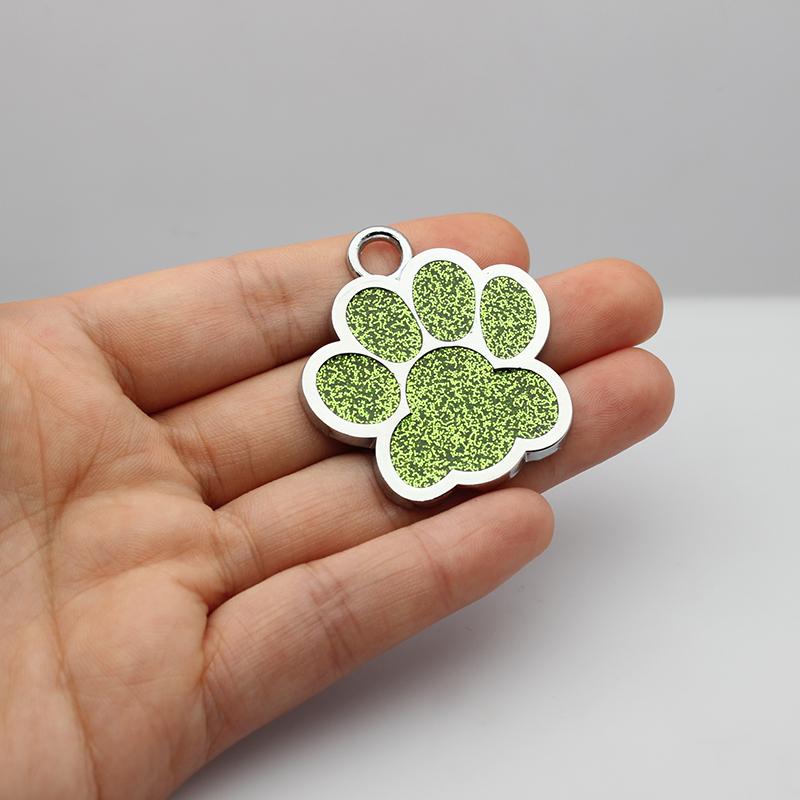 30pcs/lot 40mm Big Paw Print Pendant Charms For Jewelry Making Glitter Hang Charm DIY Keychain Pet Collar Accessories