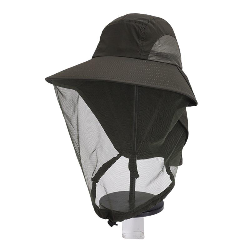 Herren Outdoor Mückenfestes Netz-Gesichtsabdeckung Fischerhut mit atmungsaktivem Polyester für Angeln Camping Wandern