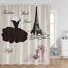 Pink Fashion Romantic Shower Curtain Paris Landscape Dress Pink Bathroom Decoration Modern Bathroom Curtain with Hook