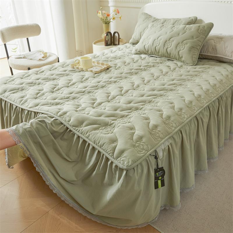 3 szt. Falbana na kołdrę, Poszewka na poduszkę, Pikowana narzuta na łóżko, Elegancki styl, Falbanka, Falbana do łóżka, Odporna na zagniecenia i blaknięcie pościel