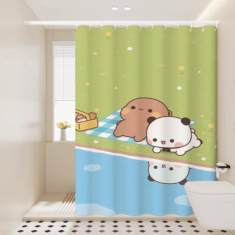 Cute Shower Curtain Thickened Waterproof Bathroom Bathroom Bathroom Bath Shower Dry And Wet Separation Hanging Curtain