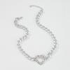Women Streetwear Metal Chain Necklace Rhinestone Hollow Heart Clavicle Necklace Hip Hop Simple Personality Choker Jewelry