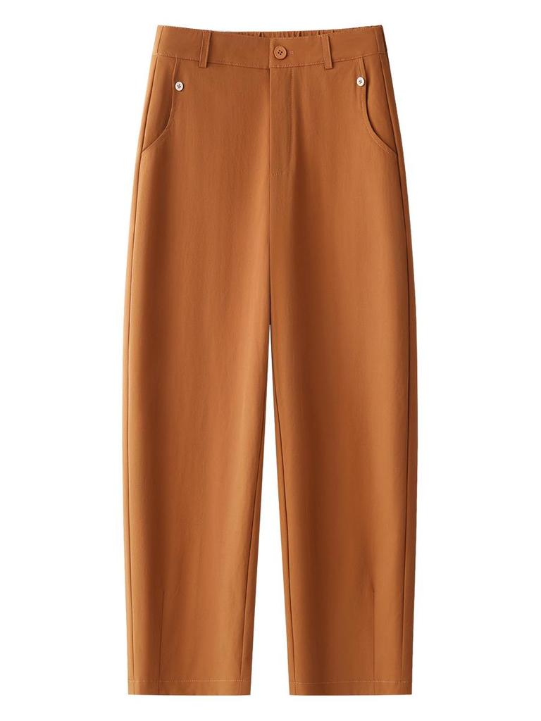 Women's Khaki High-End Drapey Casual Harem Pants - Summer 2025 Collection Thin Suit Carrot Style