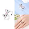 Orginal copper Pink Bow Heart Open Ring Blue Zircon Mushroom Woman Free Size Ring Jewellery Delicate Gift Set for Girlfriend