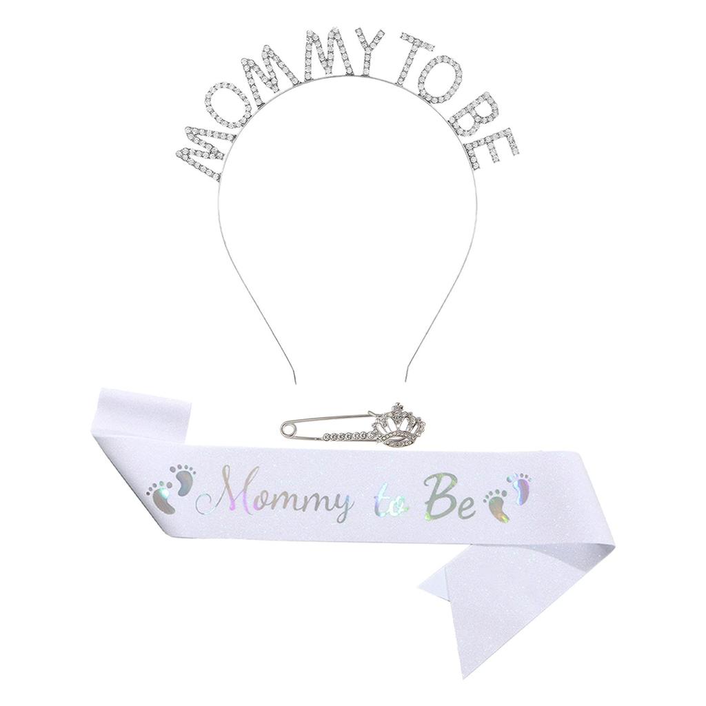 Mommy To Be Sash Set Tiara Rhinestone Crown Satin Sash Mum To Be Sash for Celebration Birthday Party Supplies Gender Reveal