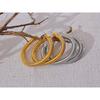 Yhpup 50mm Waterproof Stainless Steel Big Round Huggie Earrings for Women Gold Silver Color Texture Simple Daily Stylish Jewelry