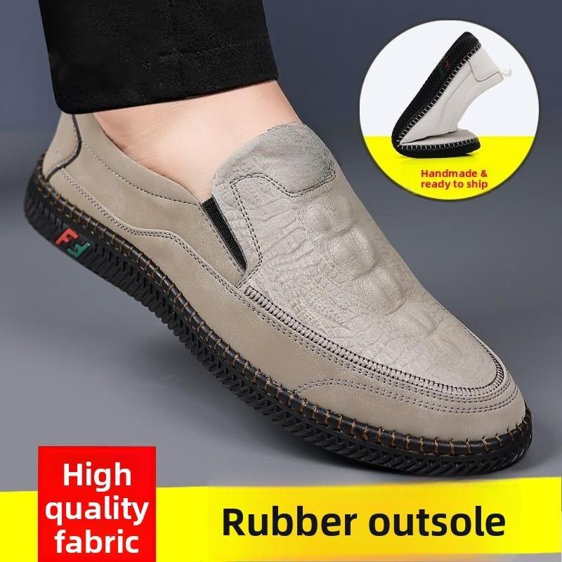 Summer Slip-On Soft Bottom Driving Bean Bean Shoes Fashionable Breathable White Shoes Comfortable Rubber Sole Casual Style
